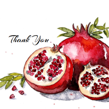 Ruby Red Pomegranate Thank You Cards